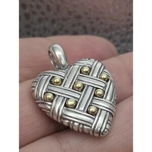 Ann King Large Sterling Heart Pendant With 18k Ball Accents